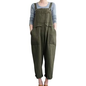 Gihuo Women's Fashion Baggy Loose Linen Overalls Jumpsuit